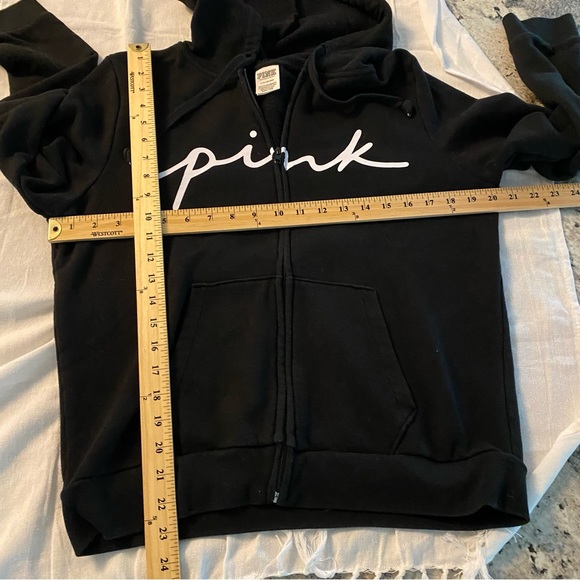 PINK Victoria’s Secret sweatshirt black full zip SZ L NWOT - Picture 7 of 11